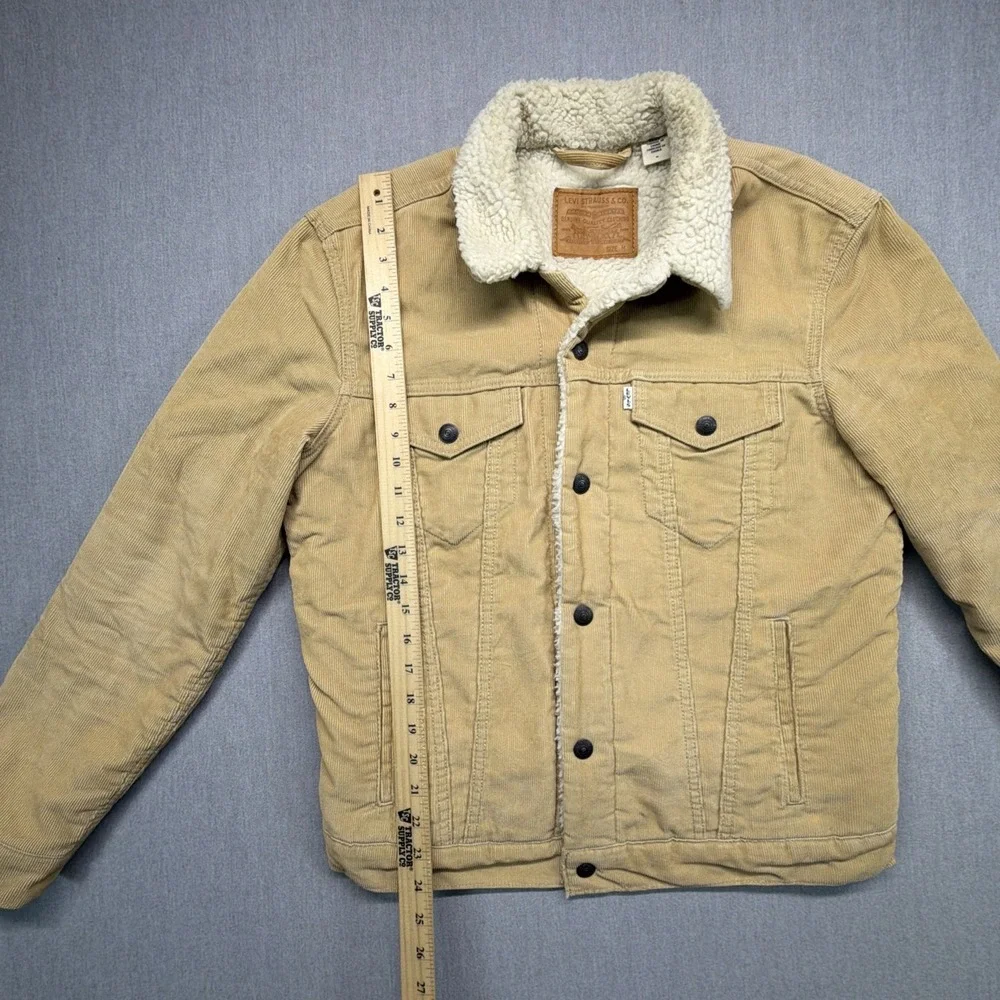 Levi's Sherpa Lined Corduroy‎ Tan Trucker Jacket Mens M Beige Levi Strauss Coat